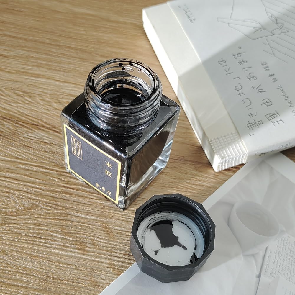 Moonman Fountain Pen Bottled Ink, Non Carbon, No Blocking, 20 ml Colour bottle Ink With Classic Designed Bottle (Black) - Image 2