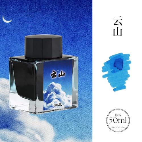 Moonman Sky Blue 50ml Glass Bottle Fountain Pen Colour Ink No Blocking Non Carbon Dye Classic Designed Bottle Ink - Image 2