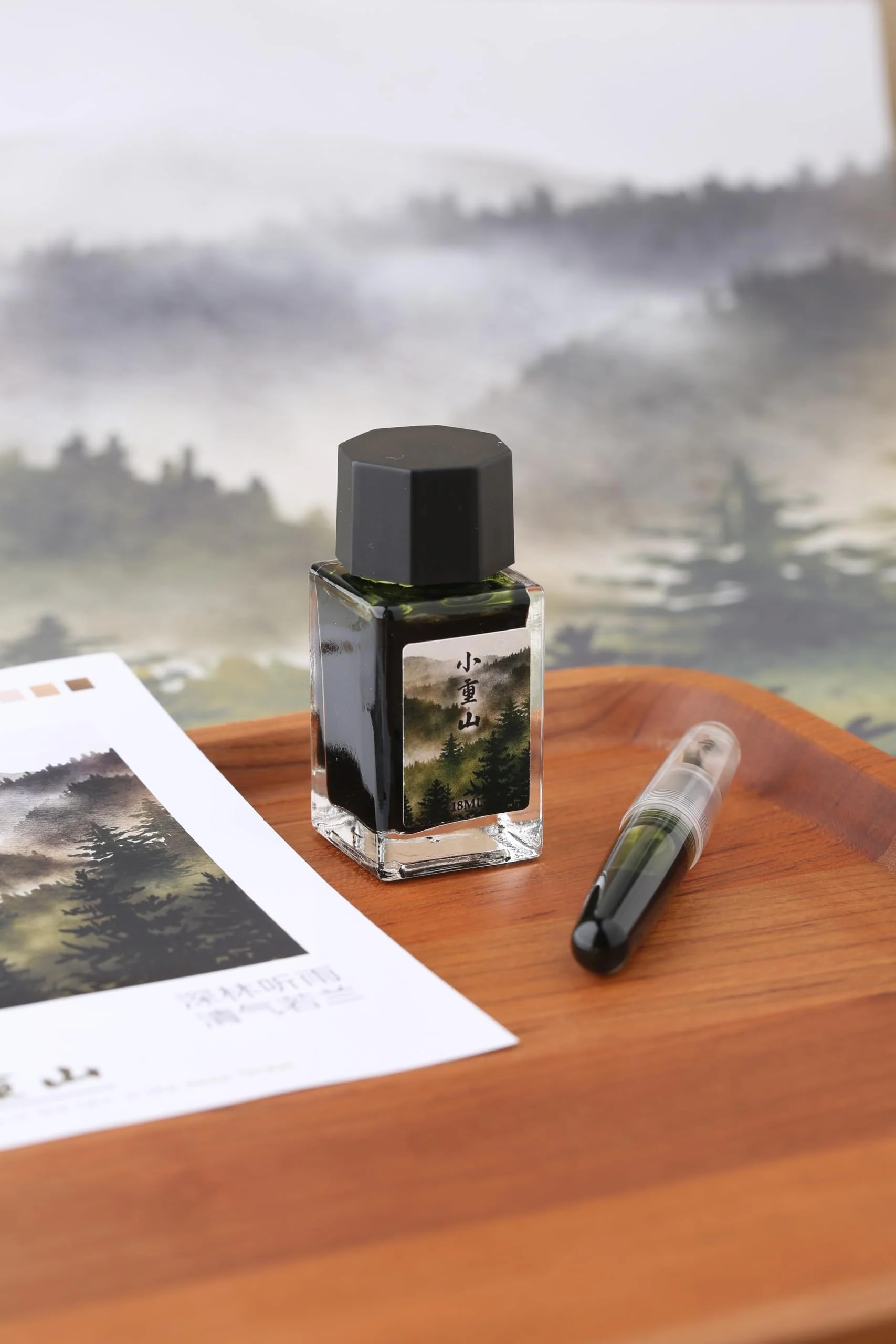 Moonman 18ml Glass Bottle Fountain Pen Colour Ink, No Blocking, Non Carbon Dye, Classic Designed Bottle Ink (Muddy Green) - Image 2