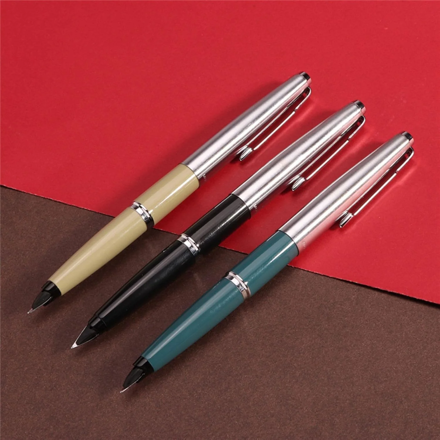 Moonman 80 Half Vintage Fountain Pen – Fine Iridium Nib, Green Barrel with Metal Cap, Semi-Demonstrator Design - Image 2