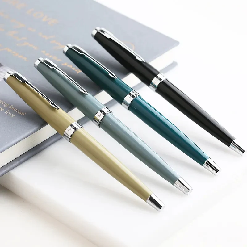 Moonman 80s Brownish Yellow Pocket Fountain Pen – Fine Nib, Silver Clip, Vintage-Inspired Slim Design with Converter - Image 3