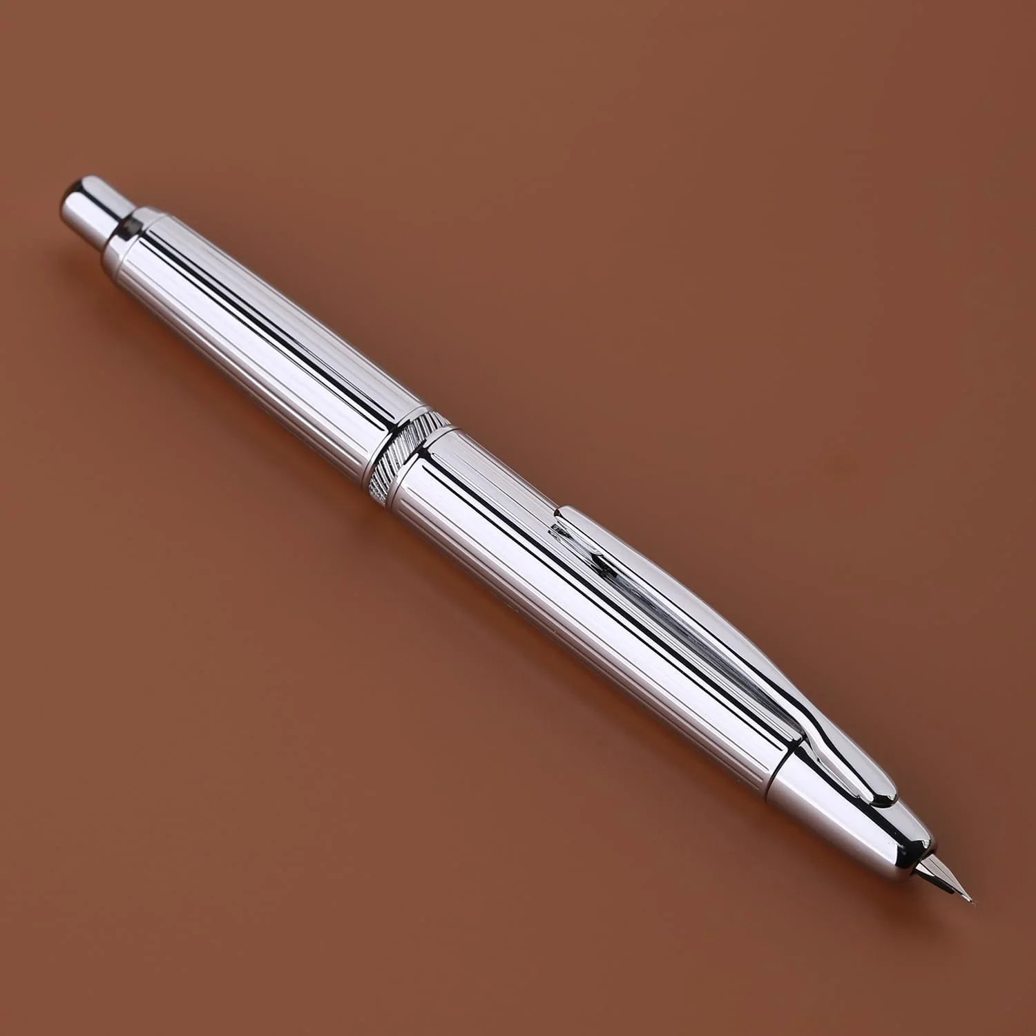 Moonman A1 Fountain Pen –  Striped Silver (Extra Fine Nib) - Image 2