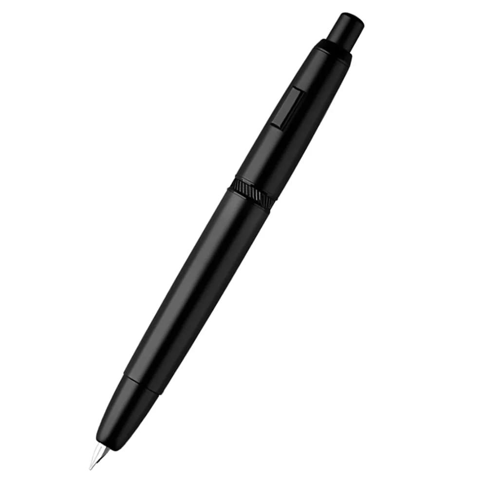 Moonman A1 Press Fountain Pen,Retractable Extra Fine Nib Metal Matte Black Ink Pen With Converter For Writing (No Clip Version) - Image 3