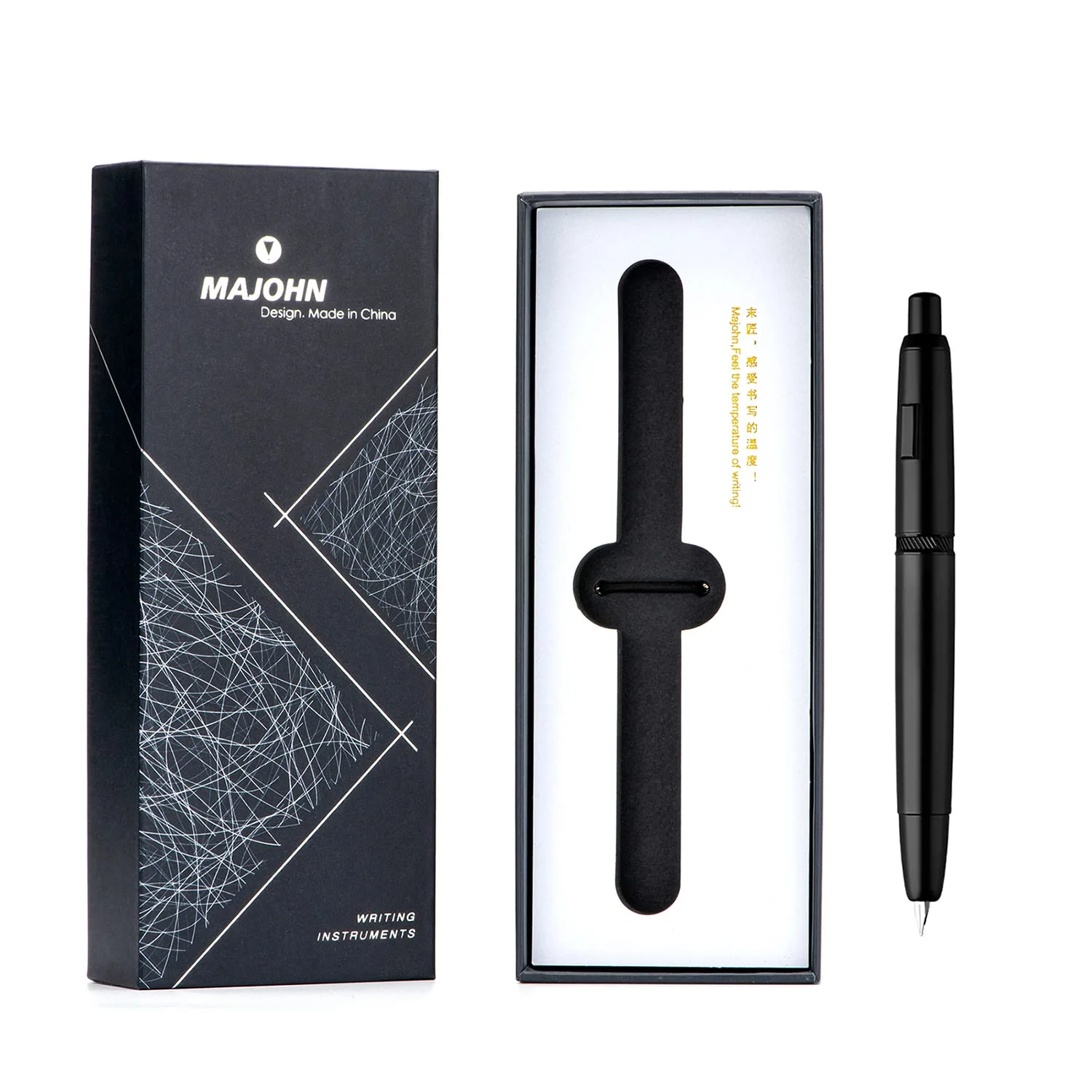Moonman A1 Press Fountain Pen,Retractable Extra Fine Nib Metal Matte Black Ink Pen With Converter For Writing (No Clip Version) - Image 4