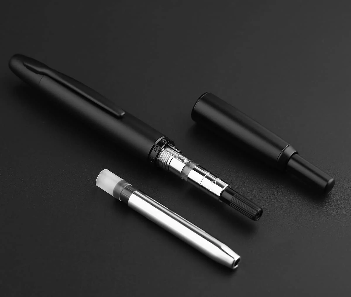 Moonman A1 Press Fountain Pen – Retractable Extra Fine Nib Metal Matte Black Ink Pen with Converter & Gift Box - Image 4