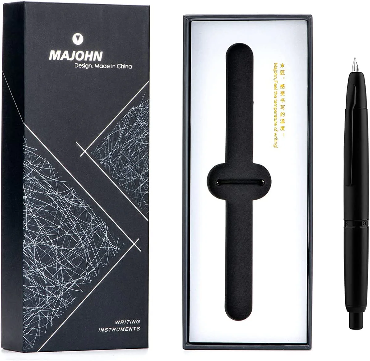 Moonman A1 Press Fountain Pen – Retractable Extra Fine Nib Metal Matte Black Ink Pen with Converter & Gift Box - Image 7