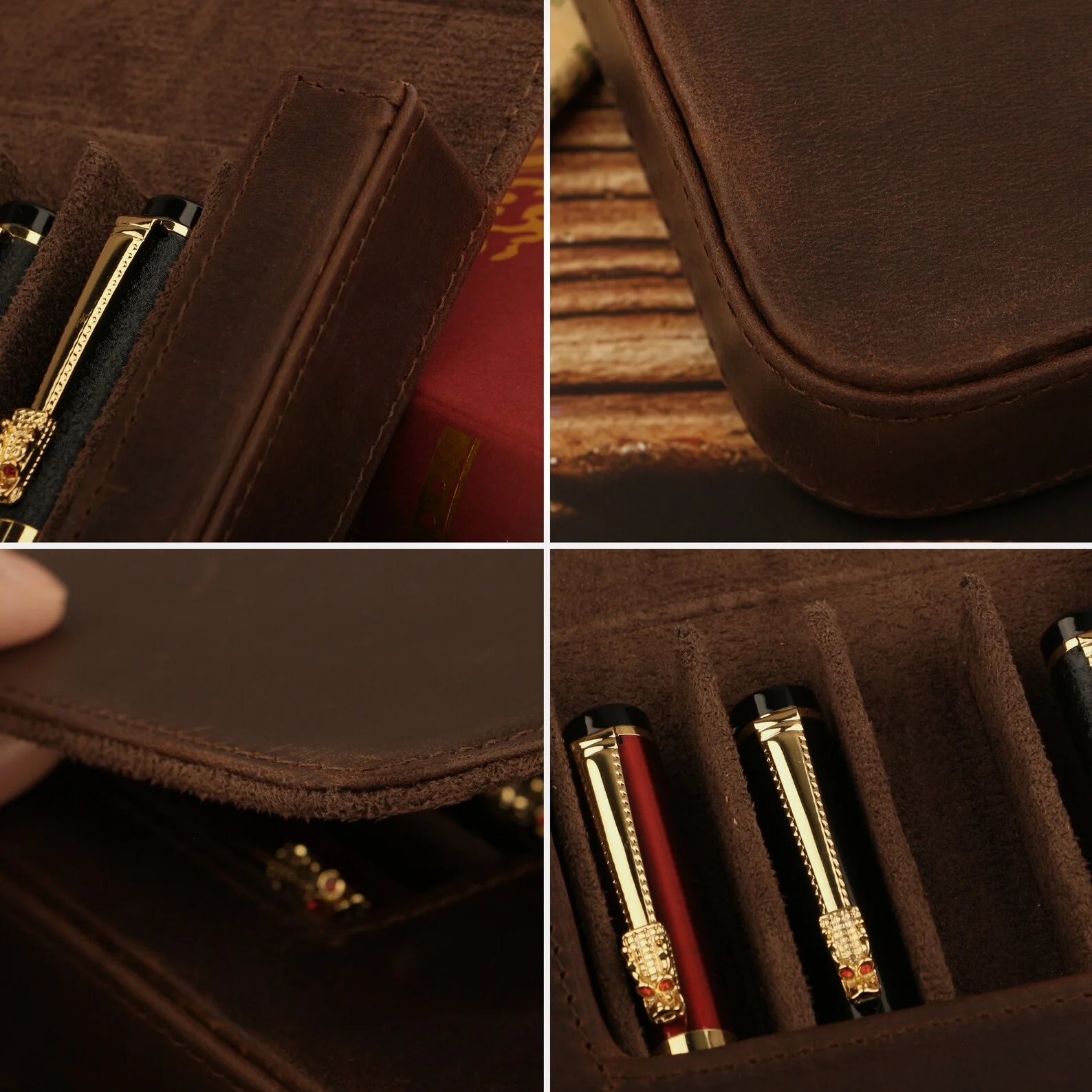 Moonman Leather 6 Slots Pen Case with Removable Pen Tray – Dust-proof Storage & Protection Box - Image 8