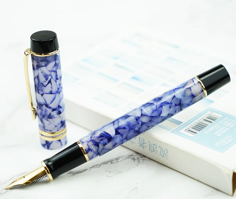 Moonman M600S Crystal Blue Fountain Pen – Medium Iridium Nib, Golden Trim, Elegant Writing Gift - Image 5