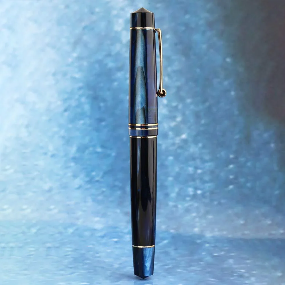 Moonman M800 Blue Acrylic Fountain Pen – Fine Nib, Vintage Design, Converter Included - Image 6