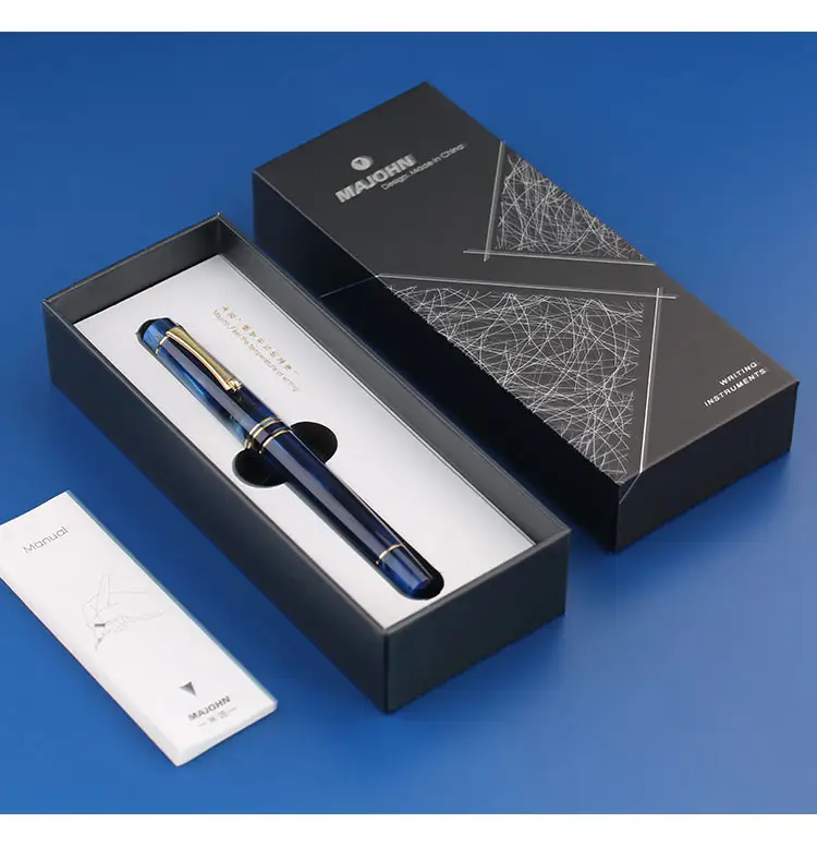 Moonman M800 Blue Acrylic Fountain Pen – Fine Nib, Vintage Design, Converter Included - Image 9