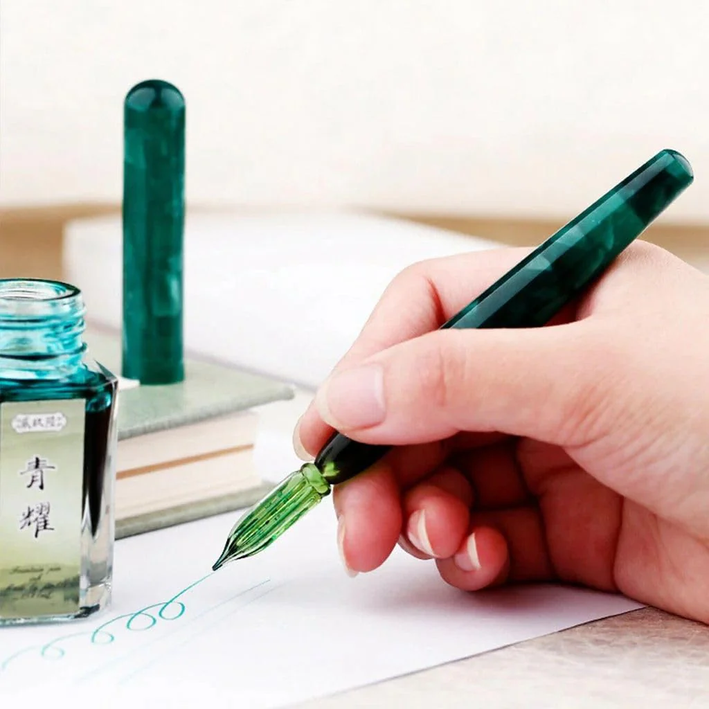 Moonman N10 Glass Dip Pen – Forest Green Acrylic Body with Handcrafted Glass Nib, 0.6–0.8mm, for Writing, Calligraphy & Drawing - Image 4