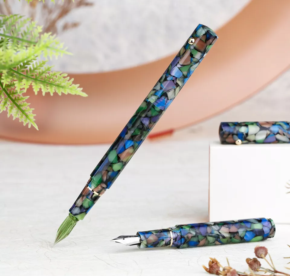 Moonman N8 Convertible Fountain Pen (EF Nib & Glass Nib) - Multicolored Green - Image 4