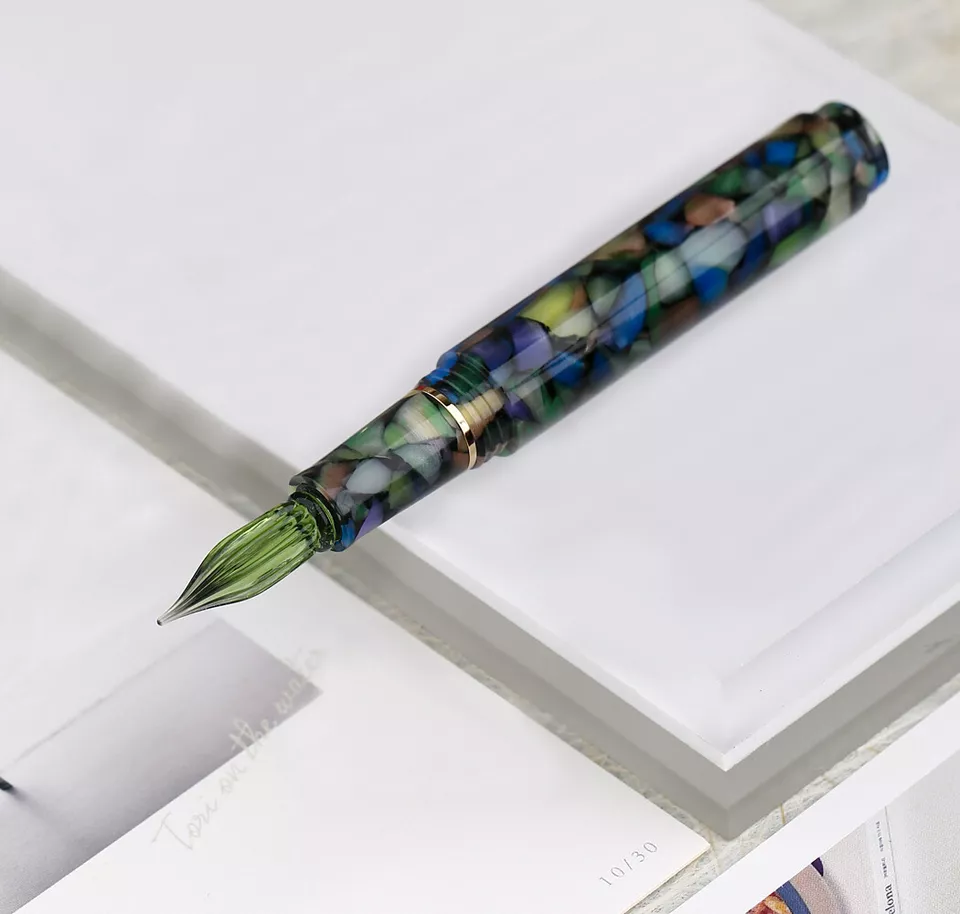 Moonman N8 Convertible Fountain Pen (EF Nib & Glass Nib) - Multicolored Green - Image 7
