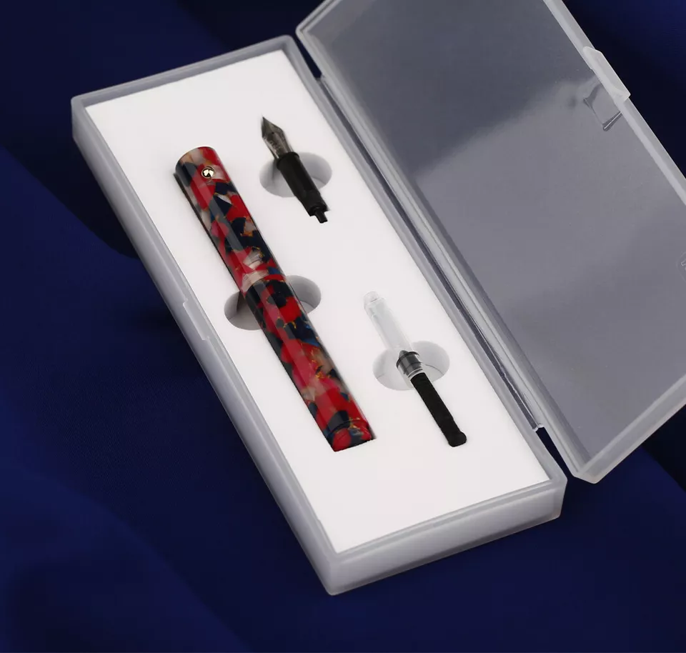 Moonman N8 Convertible Fountain Pen (Bent Nib & Glass Nib) - Multicolored Red - Image 4