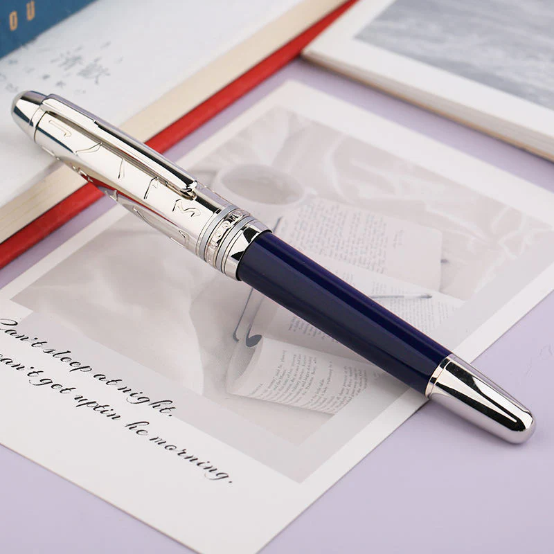 Moonman P135-115x Antique Metal Fountain Pen (Blue) with Fine Nib & 20ml Black Ink Bottle – Elegant Collectible Writing Set - Image 2