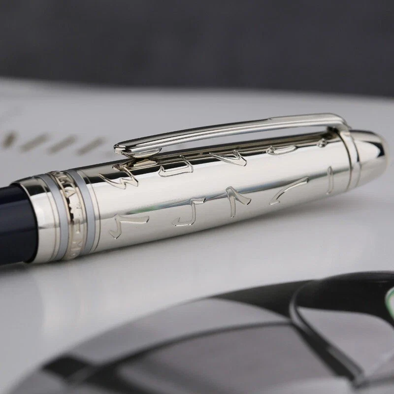 Moonman P135-115x Antique Metal Fountain Pen (Blue) with Fine Nib & 20ml Black Ink Bottle – Elegant Collectible Writing Set - Image 6