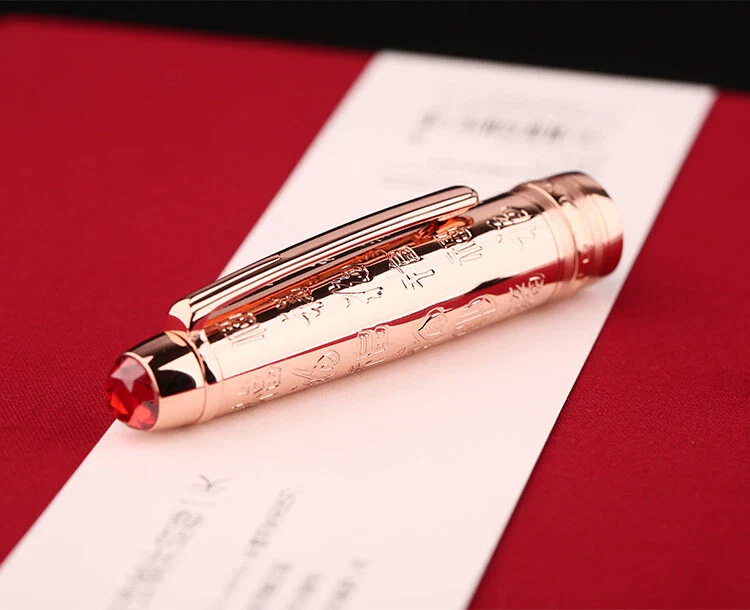 Moonman P135 Coral Red “Blessing” Limited Edition Fountain Pen – Extra Fine Rose Gold Nib, Resin Body, Metal Cap with Ruby Red Top - Image 8
