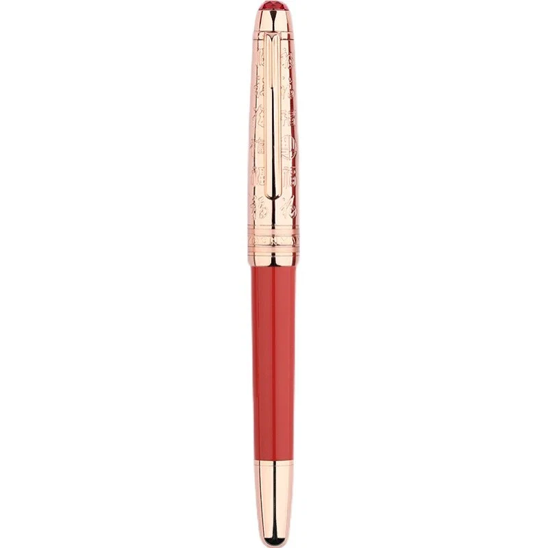 Moonman P135 Coral Red “Blessing” Limited Edition Fountain Pen – Extra Fine Rose Gold Nib, Resin Body, Metal Cap with Ruby Red Top - Image 9
