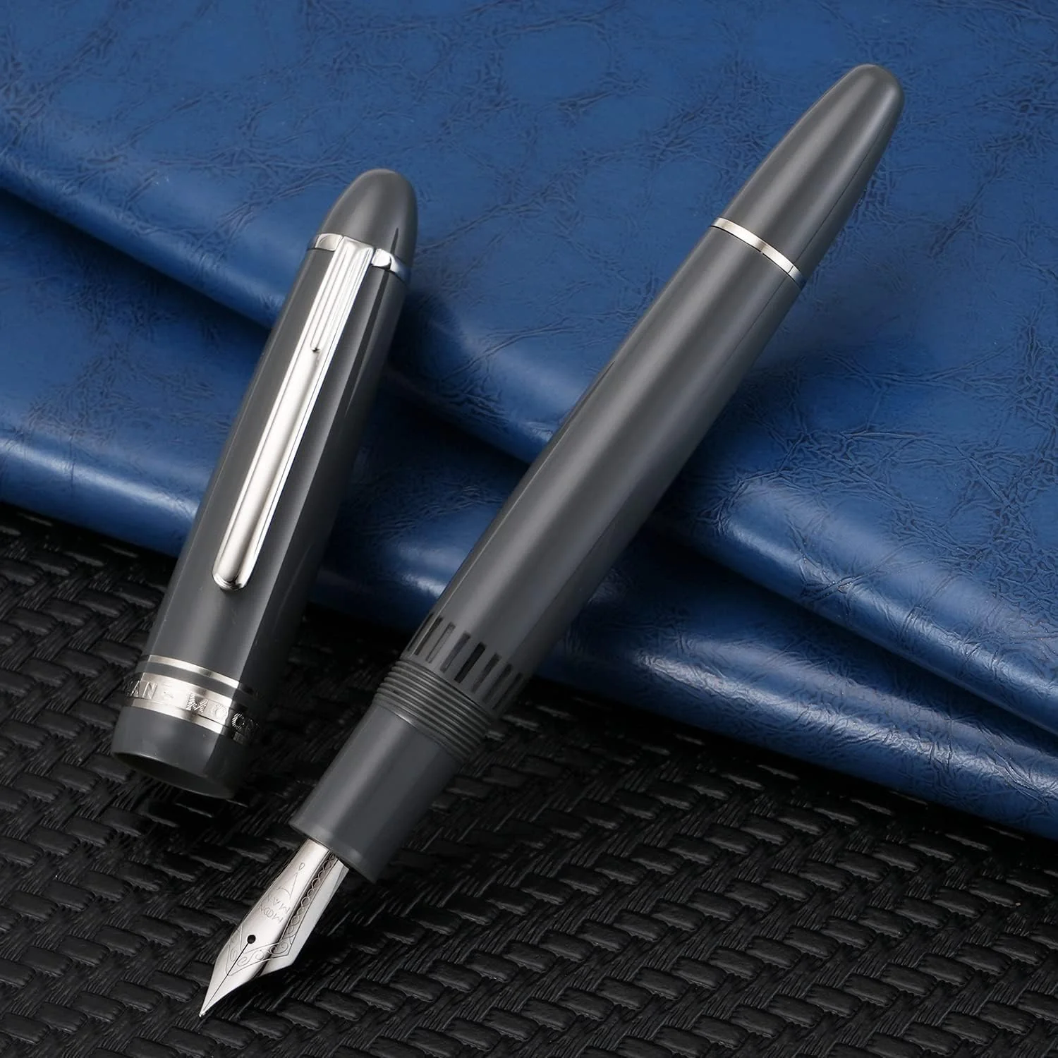 Moonman P136 Piston Fountain Pen –Grey Resin Body with Silver Clip, Extra Fine, Fine, Medium, Broad Nib Options, Comes with Gift Box - Image 2