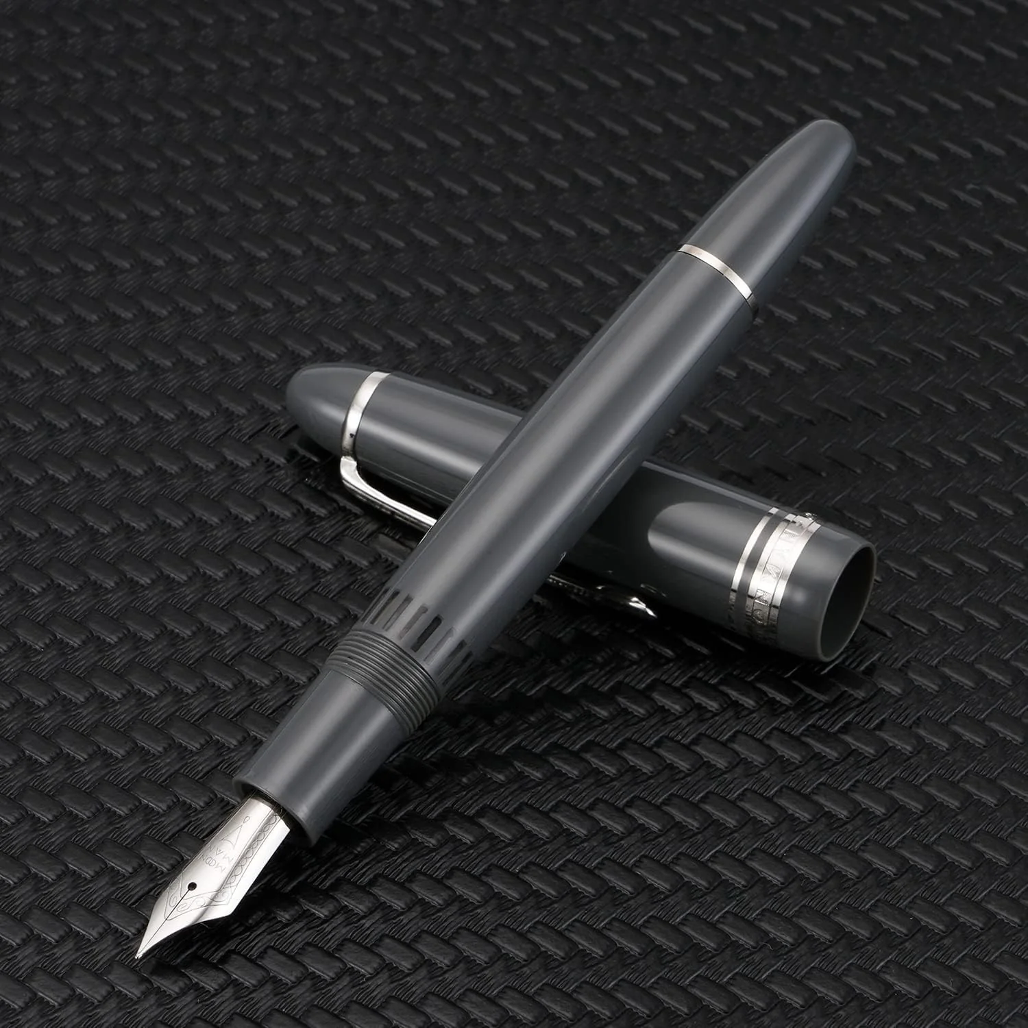 Moonman P136 Piston Fountain Pen –Grey Resin Body with Silver Clip, Extra Fine, Fine, Medium, Broad Nib Options, Comes with Gift Box - Image 3