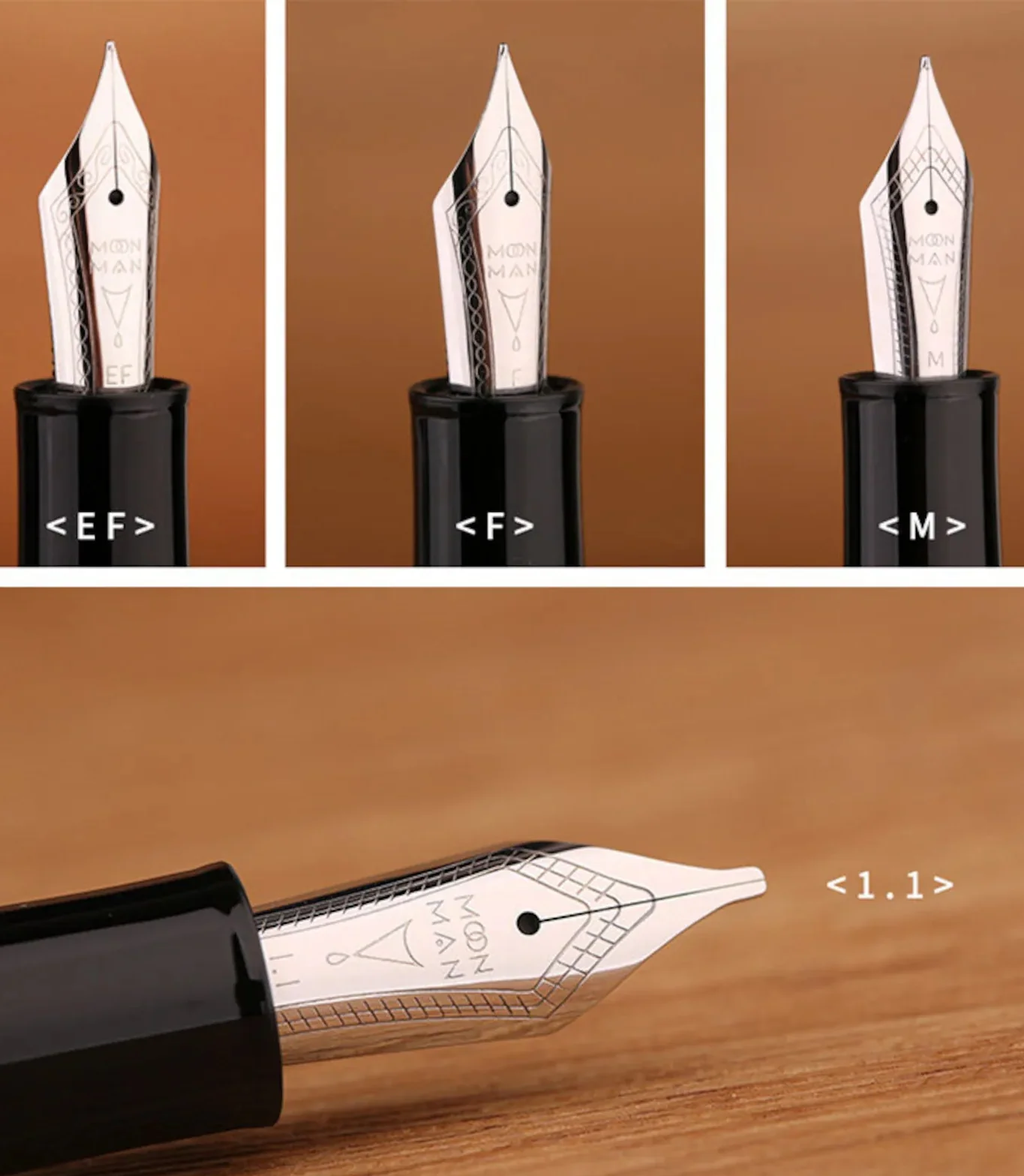 Moonman P136 Piston Fountain Pen –  Black Resin Body with Silver Clip, Extra Fine, Fine, Medium, Broad Nib Options, Comes with Gift Box - Image 6