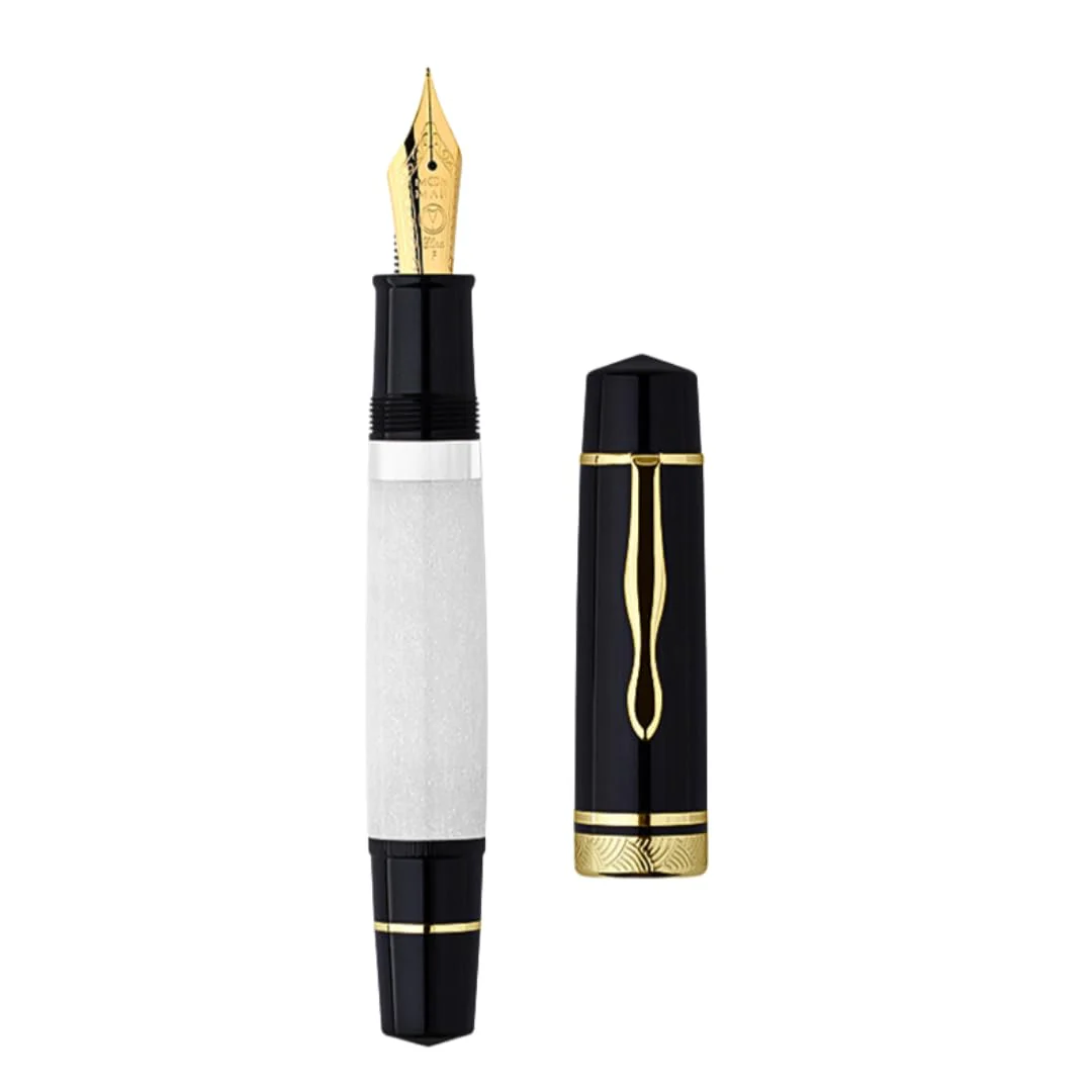 Moonman P139 Piston Fountain Pen – Size 6 Nib, Brass Piston System, Large Capacity Resin, Premium Writing Pen (White & Black) - Image 2
