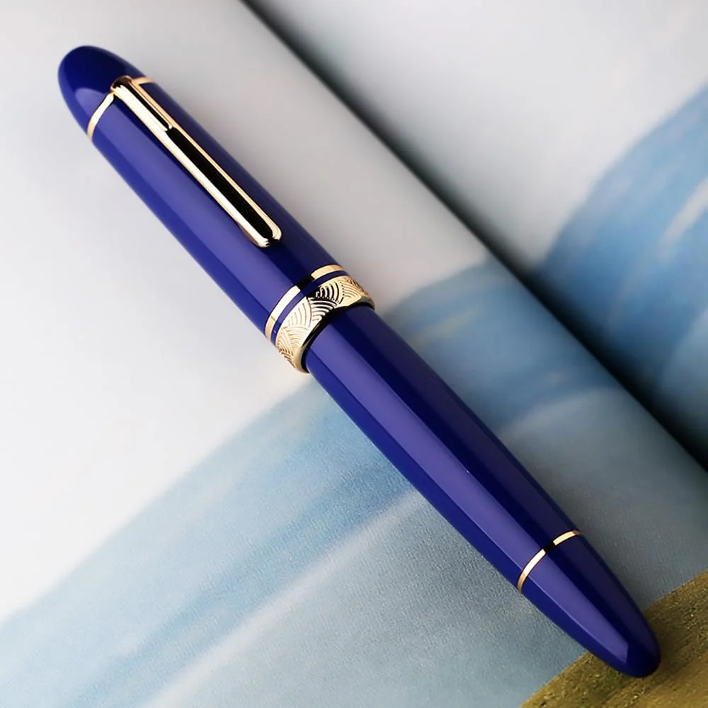 Moonman P140 Piston Fountain Pen – Blue Resin | Size #8 Fine/Medium Nib | Brass Piston System | Box - Image 2