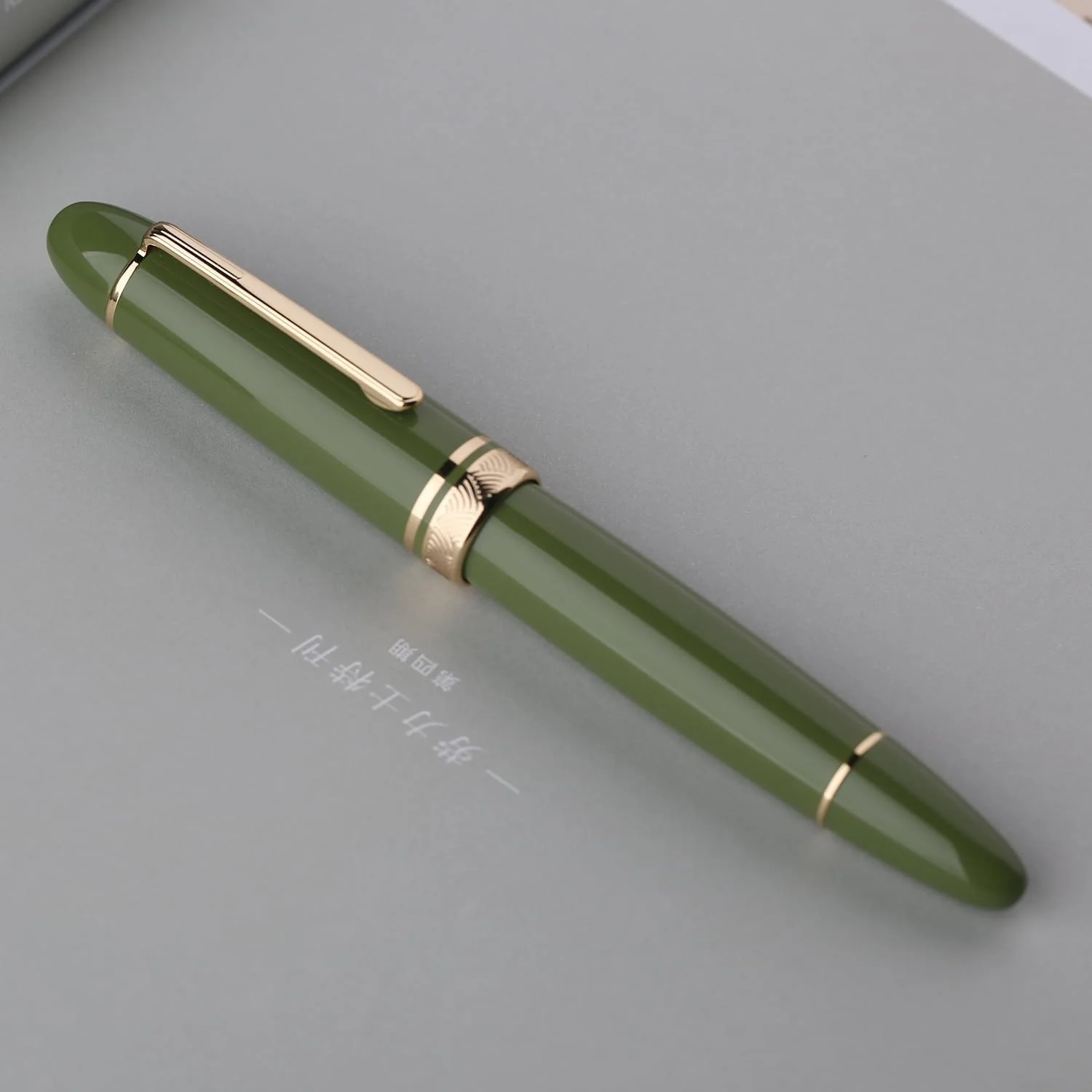 Moonman P140 Piston Fountain Pen – Green Resin | Size #8 Fine/Medium Nib | Brass Piston System | Box - Image 2