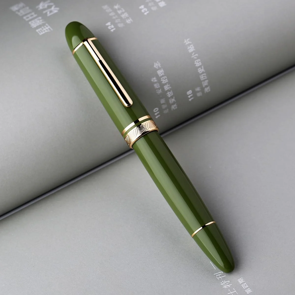 Moonman P140 Piston Fountain Pen – Green Resin | Size #8 Fine/Medium Nib | Brass Piston System | Box - Image 5