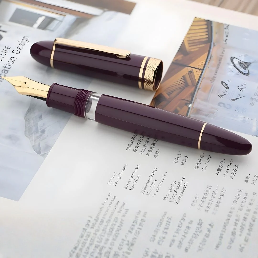 Moonman P140 Piston Fountain Pen – Raspberry Purple | Size #8 Fine/Medium Nib | Brass Piston System | Box - Image 2