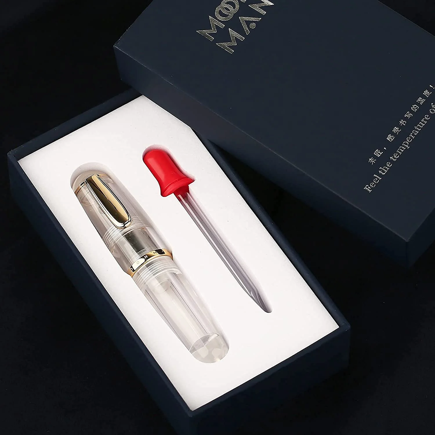 Moonman Q1 Mini Eyedropper Fountain Pen – Transparent Resin Body, Fine & Extra Fine Iridium Nib Options, Large Ink Capacity Pocket Pen - Image 2