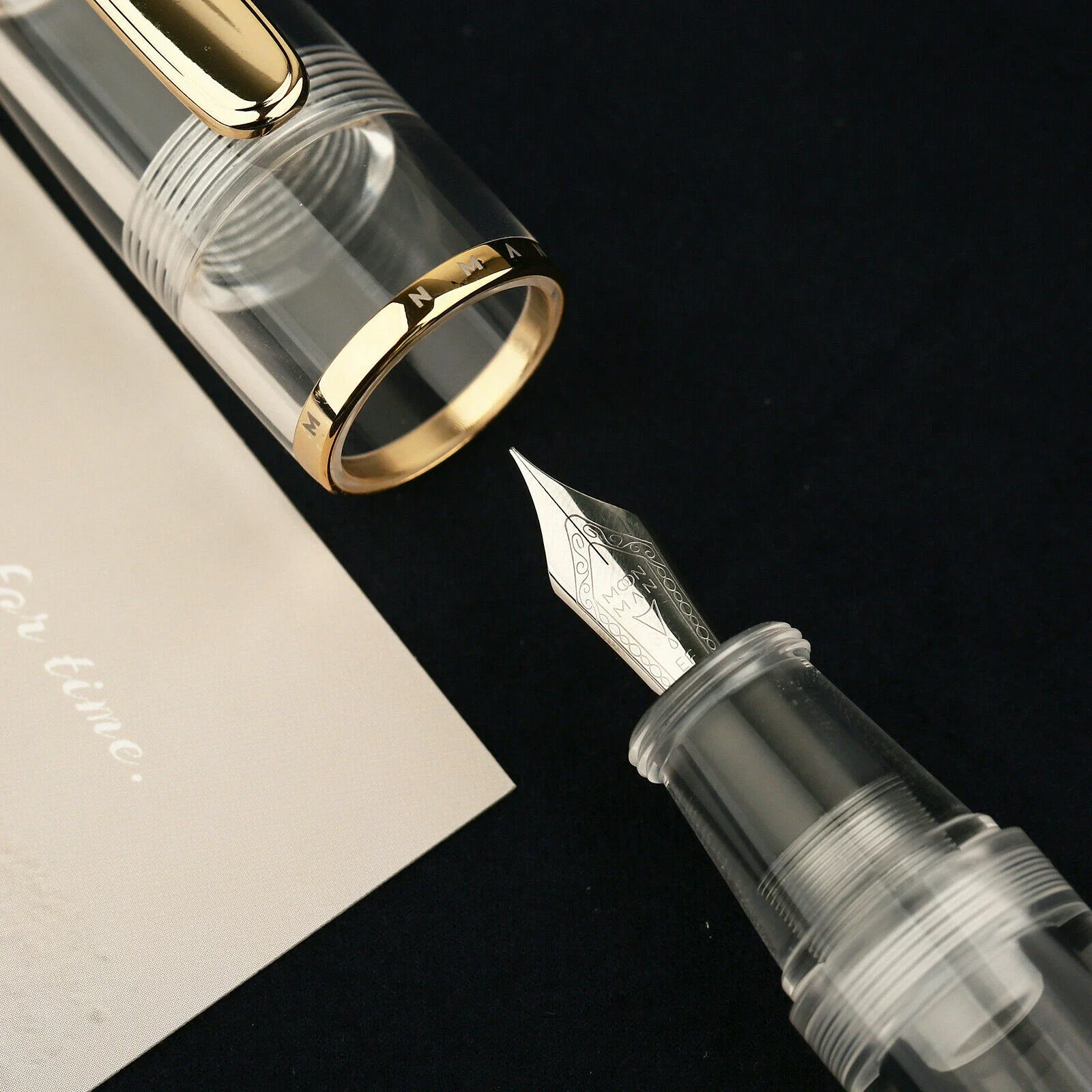 Moonman Q1 Mini Eyedropper Fountain Pen – Transparent Resin Body, Fine & Extra Fine Iridium Nib Options, Large Ink Capacity Pocket Pen - Image 5