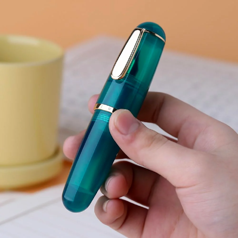 Moonman Q1 Mini Fountain Pen – Extra Fine Nib, Eyedropper Filling, Large Ink Capacity, Resin Pocket Pen (Transparent Green) - Image 4