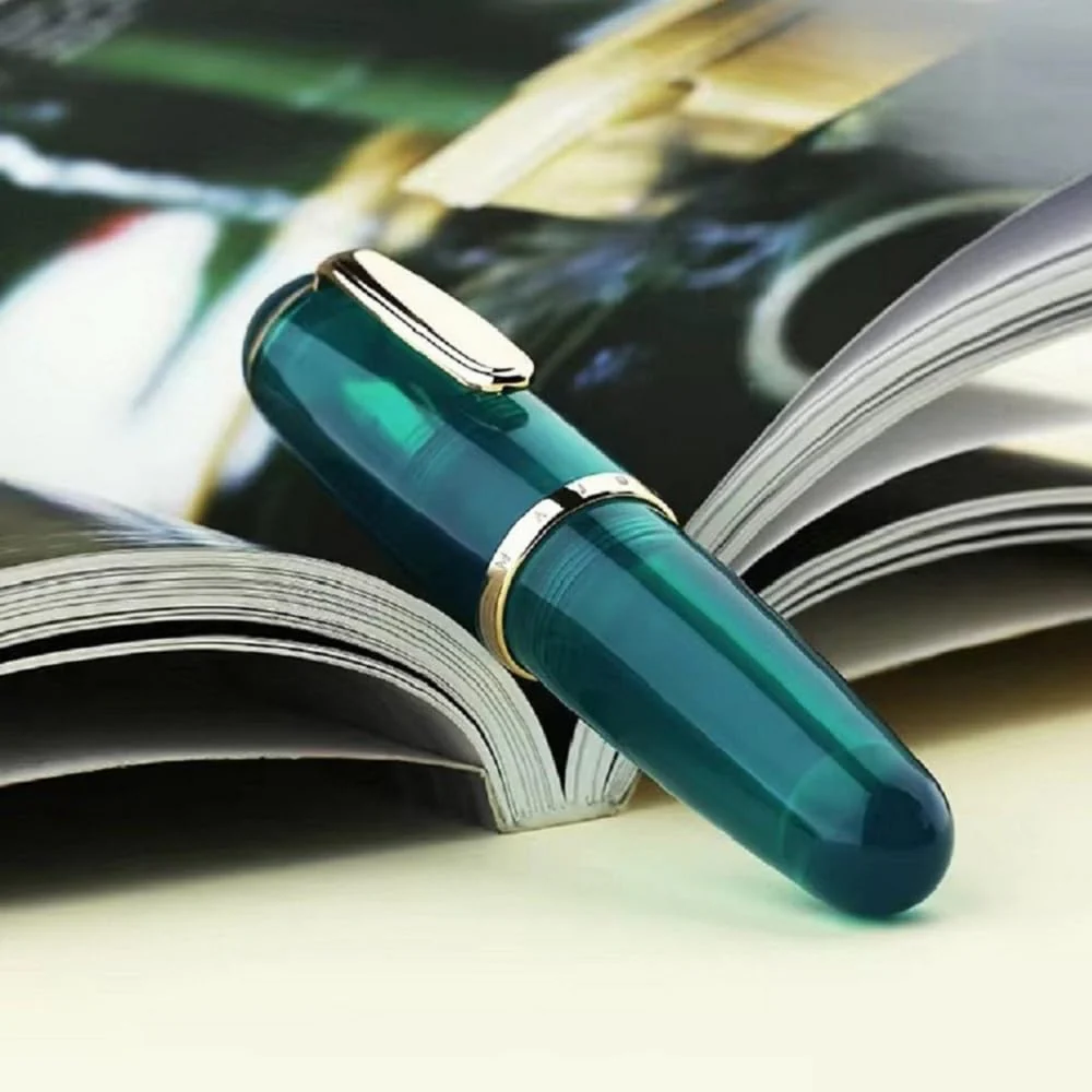 Moonman Q1 Mini Fountain Pen – Extra Fine Nib, Eyedropper Filling, Large Ink Capacity, Resin Pocket Pen (Transparent Green) - Image 5