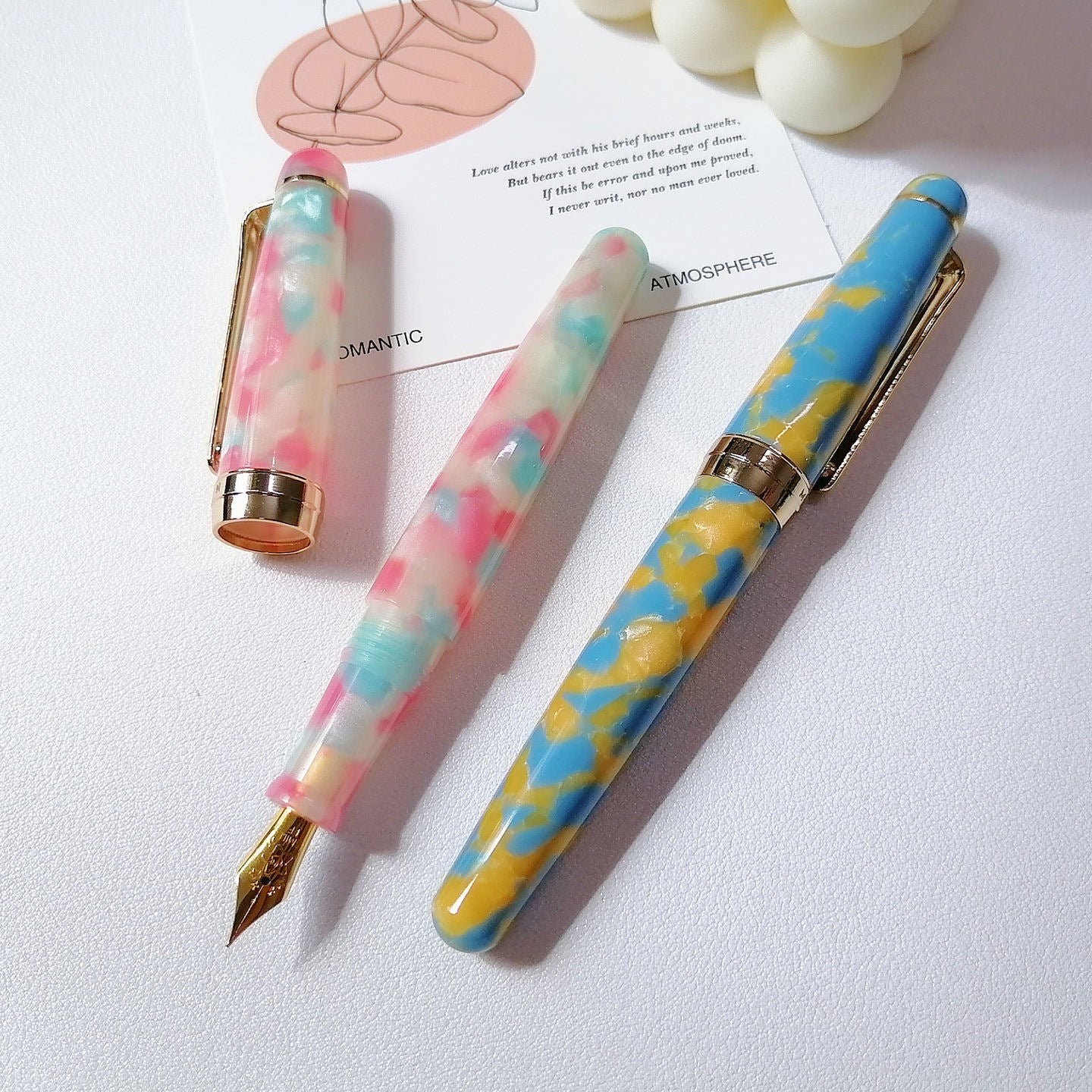 Moonman S9 Acrylic Fountain Pen – Candy Color Resin Barrel, Gold Trim, Smooth Fine Nib - Image 5