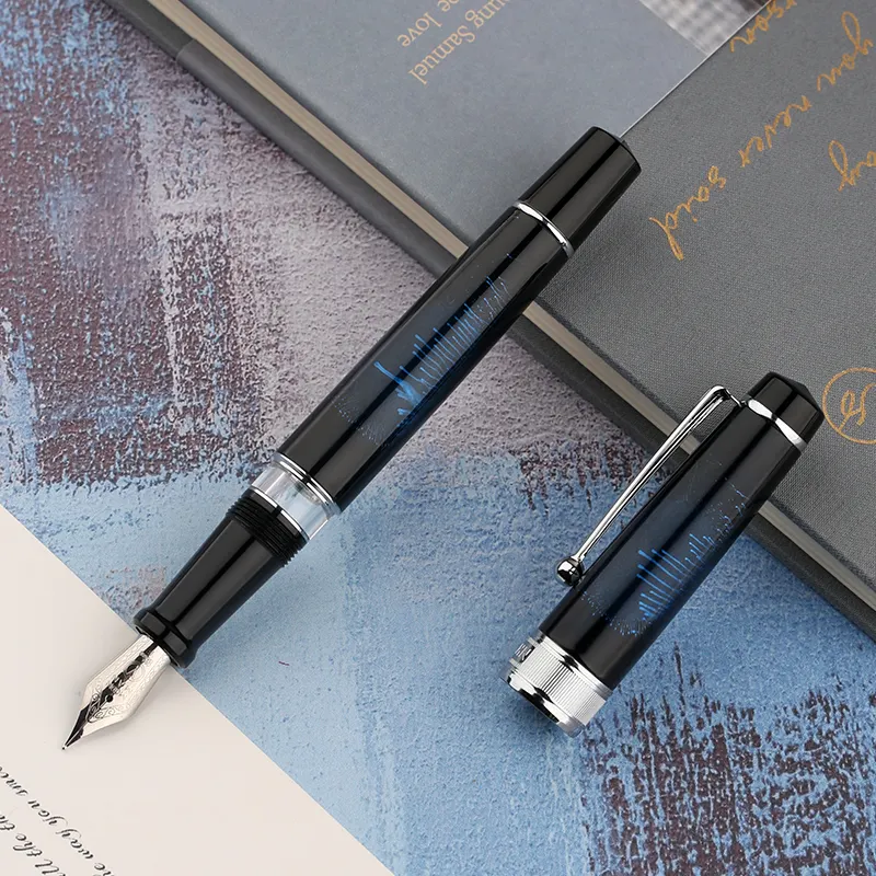 Moonman T5 Piston Fountain Pen – Blue Fireworks, Large Ink Capacity, Resin Body, Fine/Medium/Extra Fine Nib, Gift Box Included - Image 2