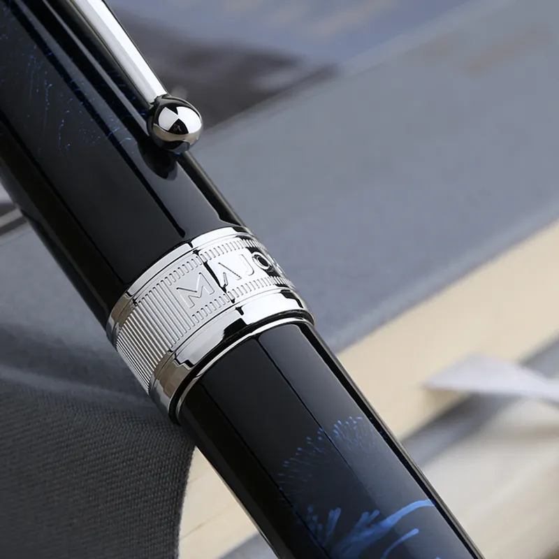 Moonman T5 Piston Fountain Pen – Blue Fireworks, Large Ink Capacity, Resin Body, Fine/Medium/Extra Fine Nib, Gift Box Included - Image 3