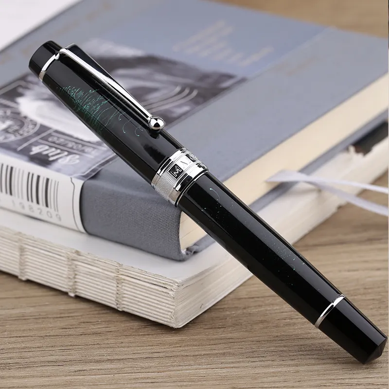 Moonman T5 Piston Fountain Pen – Green Fireworks, Large Ink Capacity, Resin Body, Fine/Medium/Extra Fine Nib, Gift Box Included - Image 4