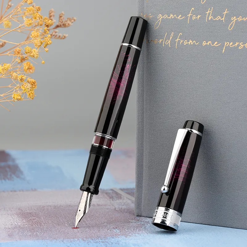 Moonman T5 Piston Fountain Pen – Pink Fireworks, Large Ink Capacity, Resin Body, Fine/Medium/Extra Fine Nib, Gift Box Included - Image 2