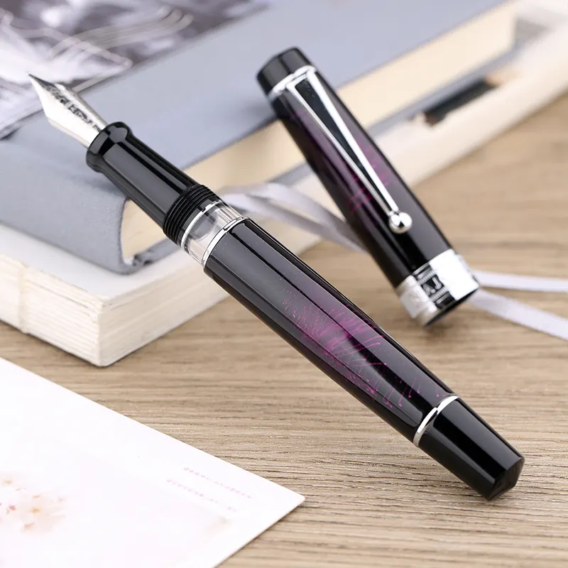 Moonman T5 Piston Fountain Pen – Pink Fireworks, Large Ink Capacity, Resin Body, Fine/Medium/Extra Fine Nib, Gift Box Included - Image 3