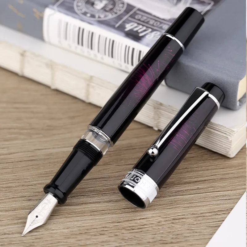 Moonman T5 Piston Fountain Pen – Pink Fireworks, Large Ink Capacity, Resin Body, Fine/Medium/Extra Fine Nib, Gift Box Included - Image 4