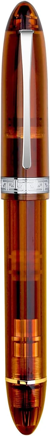 Moonman V60 Brown Transparent Piston Fountain Pen, Fine Nib (0.5mm), Triangular Resin Body, Gift Box Included - Image 6
