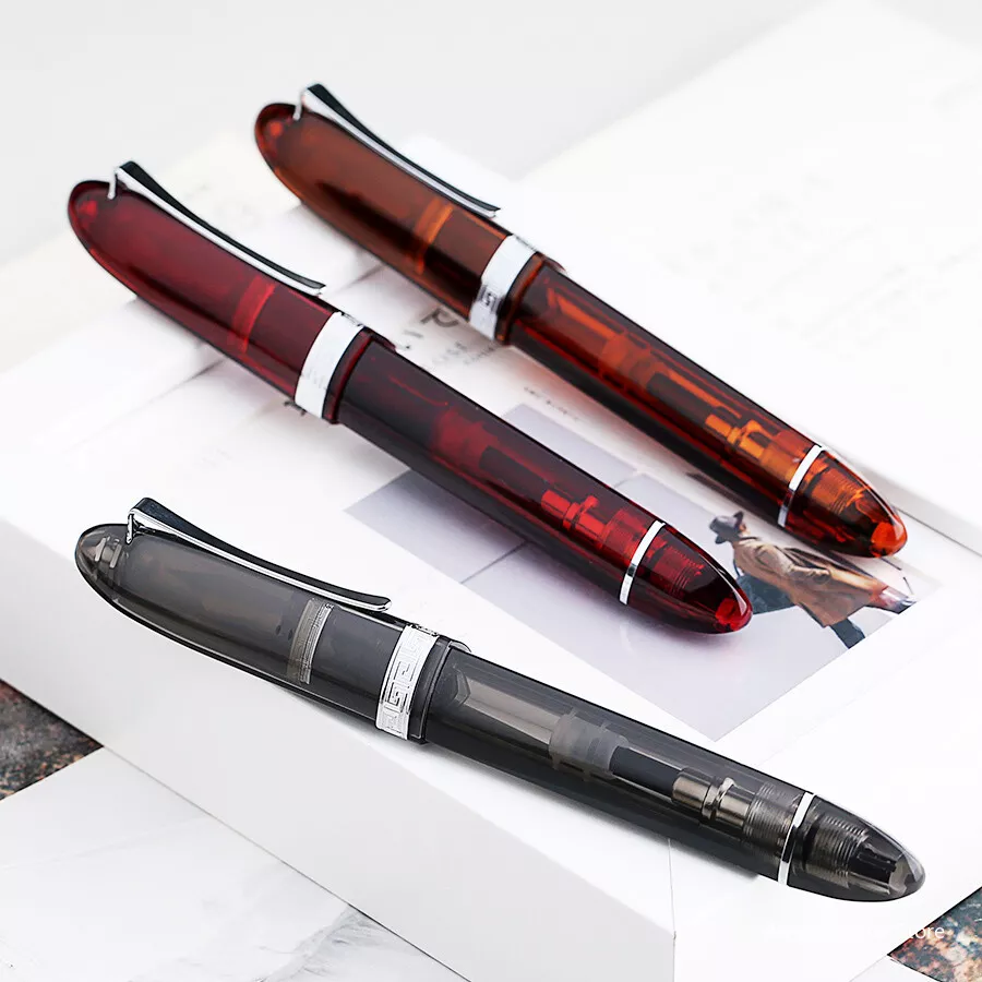 Moonman V60 Brown Transparent Piston Fountain Pen, Fine Nib (0.5mm), Triangular Resin Body, Gift Box Included - Image 8