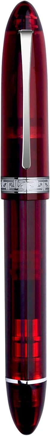 Moonman V60 Red Transparent Piston Fountain Pen, Fine Nib (0.5mm), Triangular Resin Body, Gift Box Included - Image 5