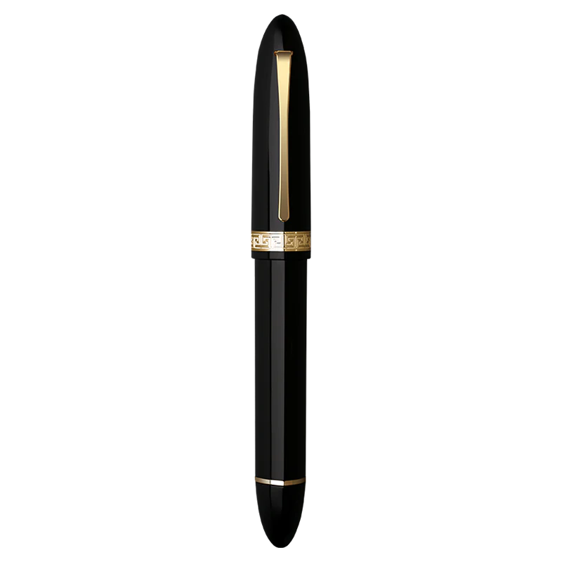 Moonman V60 Triangular Piston Fountain Pen – Ergonomic Fine Writing Instrument with Resin Body And Gift Box (Black With Golden Clip And Trim) - Image 3