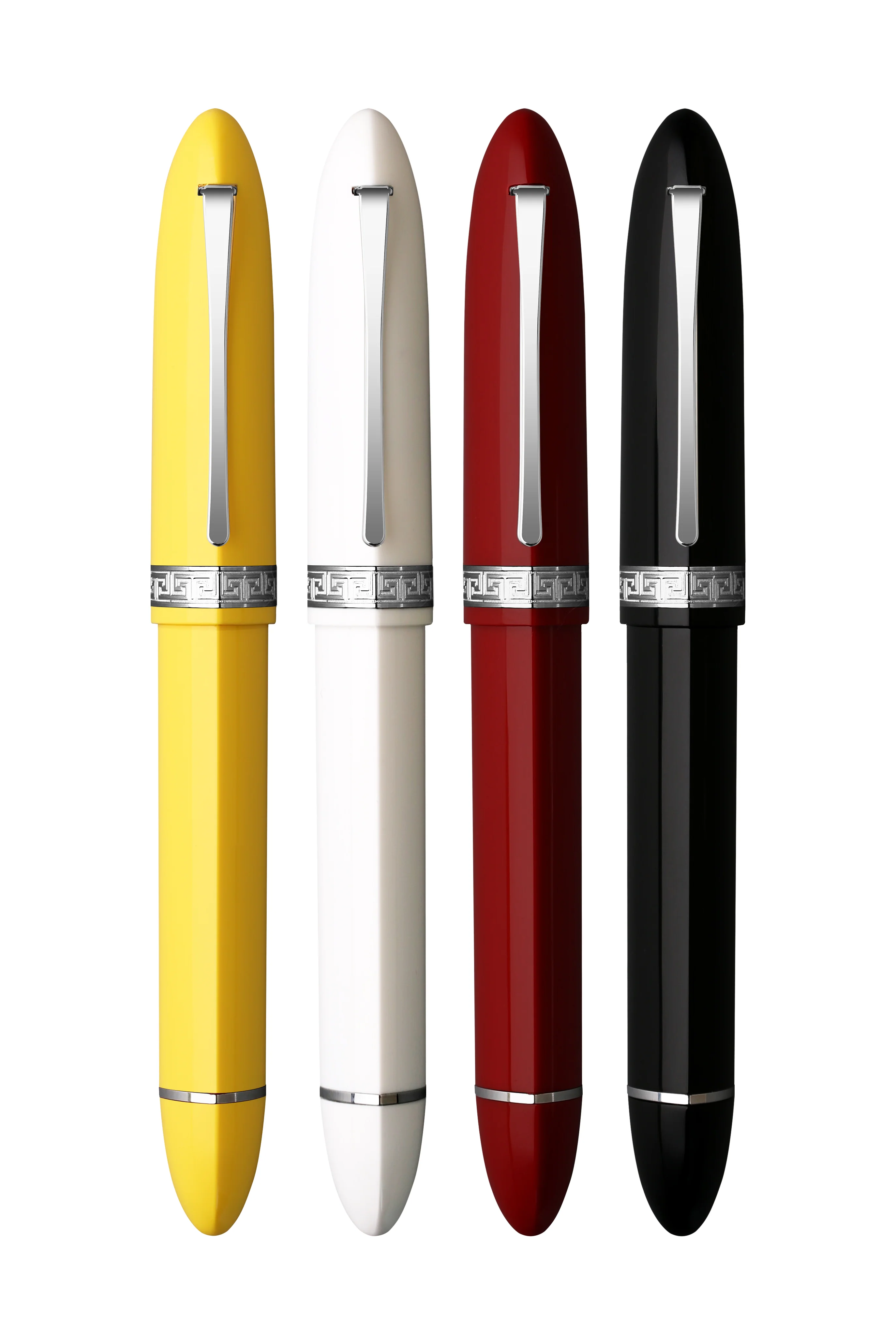 Moonman V60 Triangular Piston Fountain Pen – Ergonomic Extra Fine Writing Instrument with Resin Body And Gift Box (Yellow With Silver Trim & Clip) - Image 4
