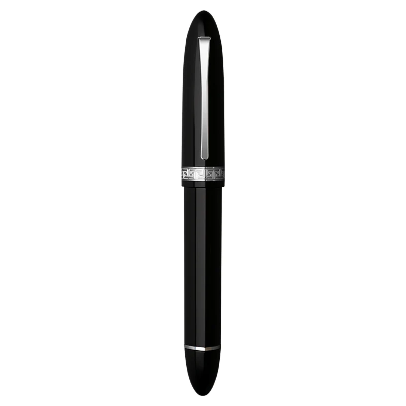 Moonman V60 Triangular Piston Fountain Pen – Ergonomic Fine Writing Instrument with Resin Body And Gift Box (Black With Silver Trim & Clip) - Image 5
