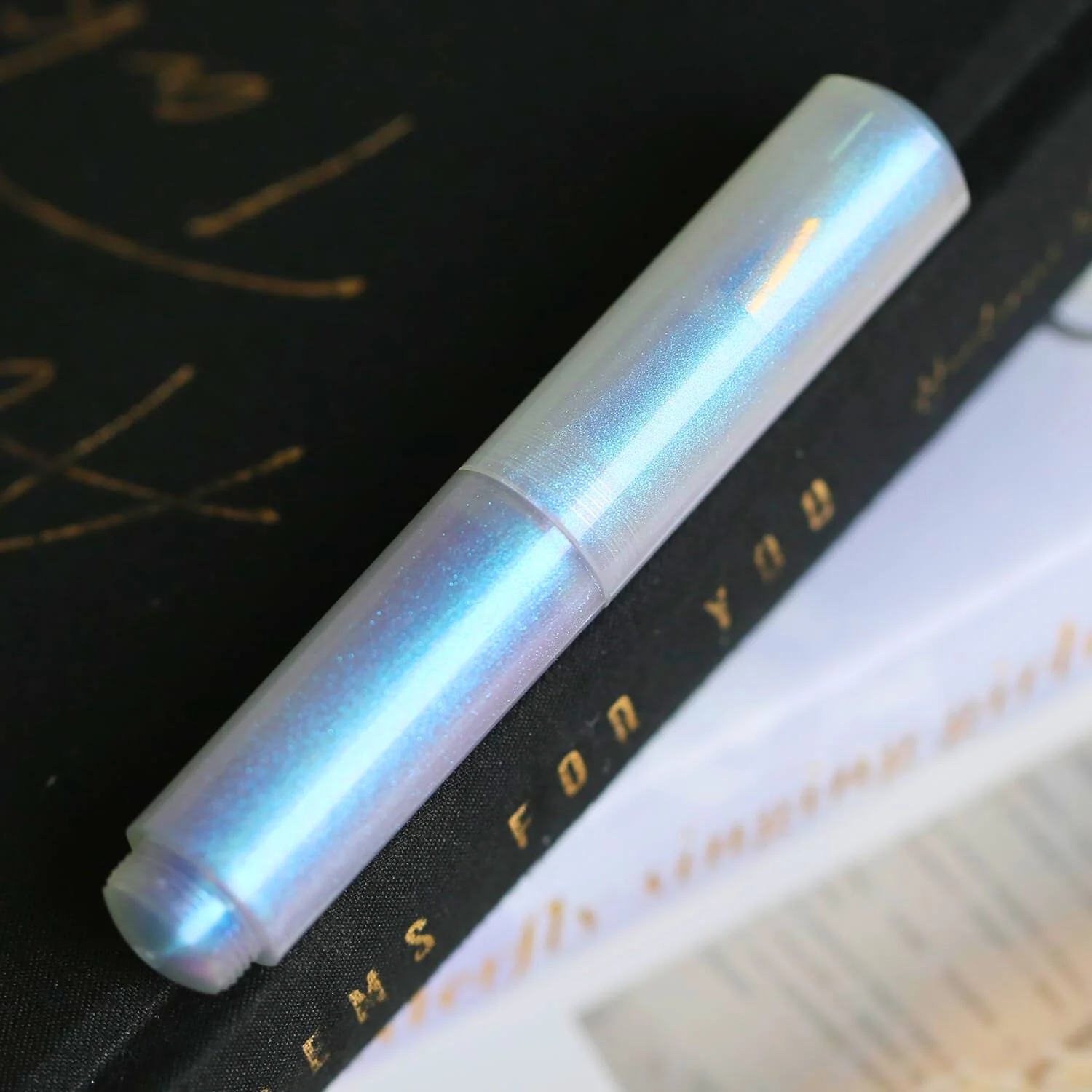 Moonman Wancai Mini Eyedropper Fountain Pen, Fine Nib, Pearl Blue Resin, Pocket-Size Travel Pen - Image 3