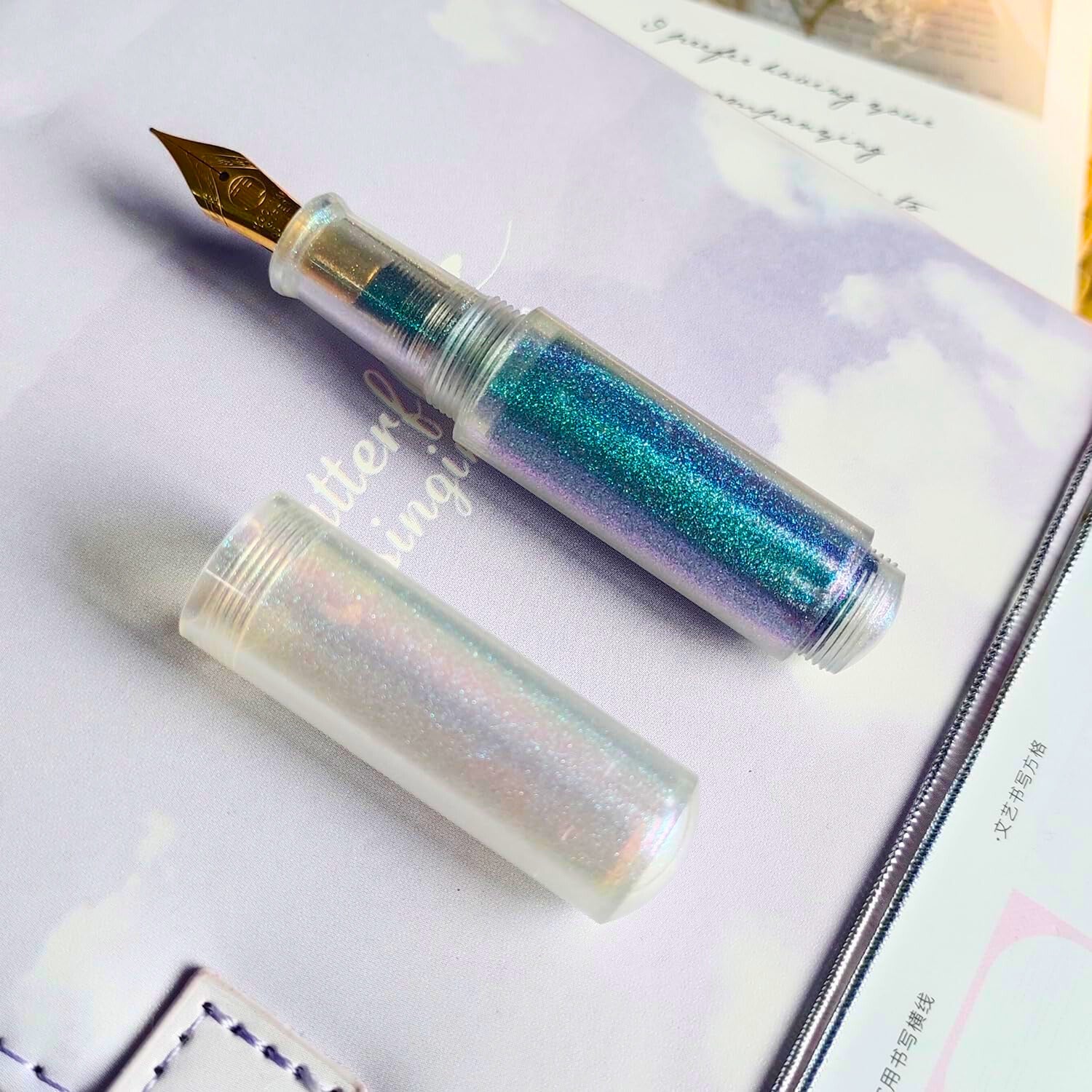 Moonman Wancai Mini Eyedropper Fountain Pen – Fine Nib, Pearl Green Resin, Pocket-Size Travel Pen - Image 4