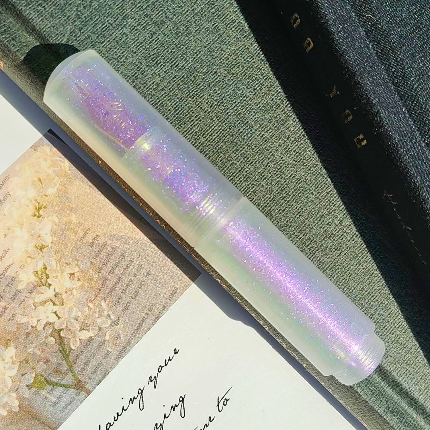 Moonman Wancai Mini Eyedropper Fountain Pen, Fine Nib, Pearl Purple Resin, Pocket-Size Travel Pen - Image 3